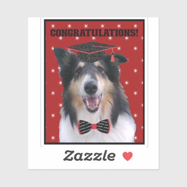 Tri Rough Collie Congratulations Graduate Sticker (Sheet)