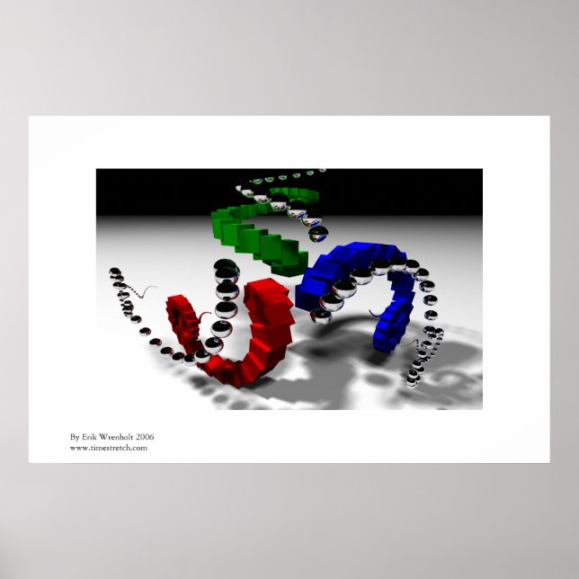 Tri Spiral Recursive Raytraced Image Poster (Front)