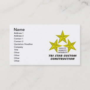 Tri Star Custom Construction Product/s Business Card