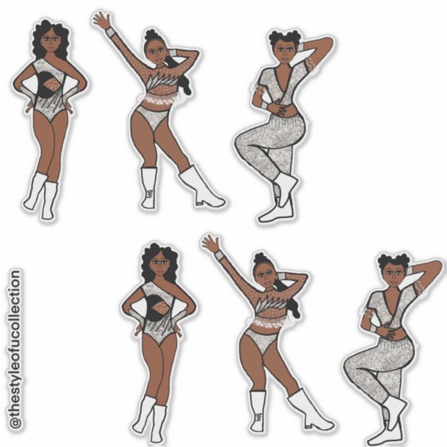 Tri Style Black White Silver Dancer #1 Sticker (Front)