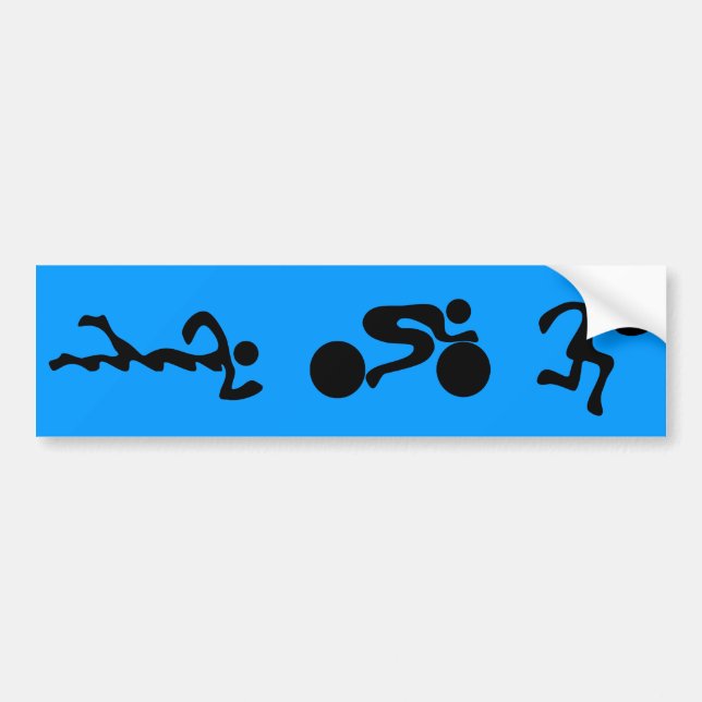 TRI Triathlon Black Figures Bumper Sticker (Front)