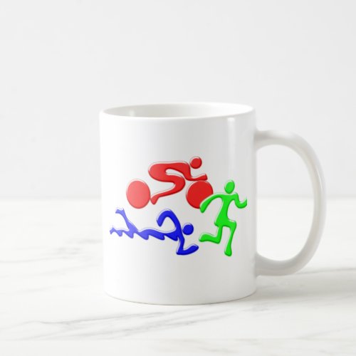 TRI Triathlon Swim Bike Run COLOR Figures Design Coffee Mug