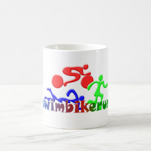 TRI Triathlon Swim Bike Run COLOR Figures Design Coffee Mug