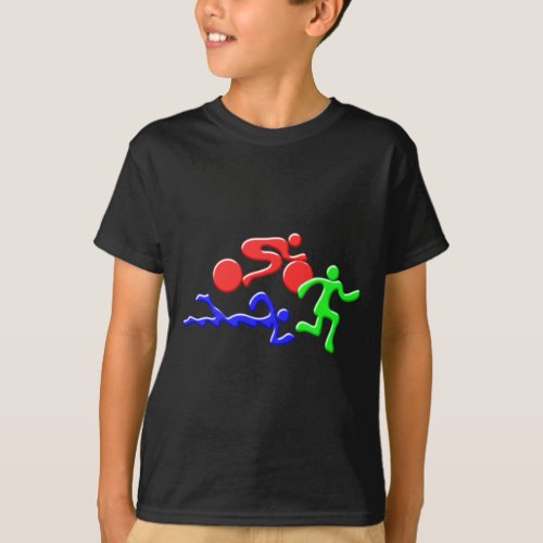 TRI Triathlon Swim Bike Run COLOR Figures Design T_Shirt