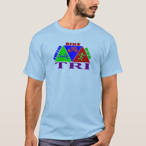 TRI Triathlon Swim Bike Run PYRAMID Design T_Shirt