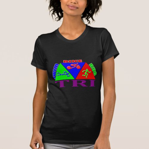 TRI Triathlon Swim Bike Run PYRAMID Design T_Shirt