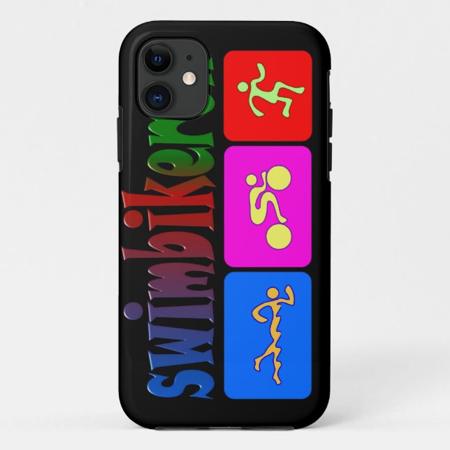 TRI Triathlon Swim Bike Run RAINBOW Design Case-Mate iPhone Case (Back)