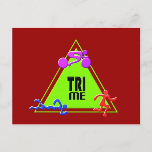 TRI Triathlon Swim Bike Run TRIANGLE TRI ME Design Postcard