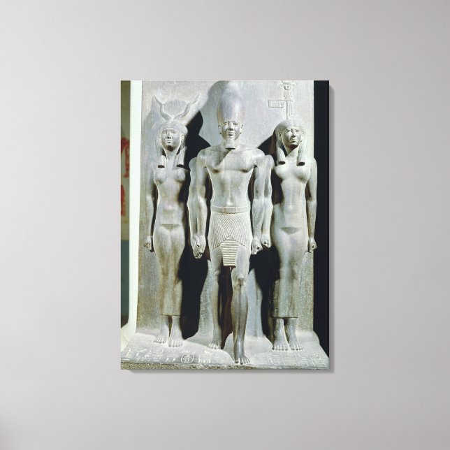 Triad of Menkaure  with the goddess Hathor Canvas Print (Front)