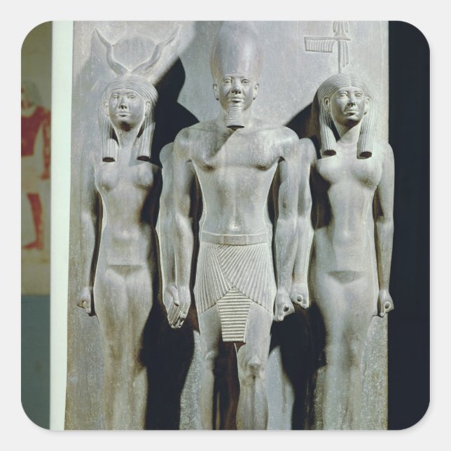Triad of Menkaure  with the goddess Hathor Square Sticker (Front)