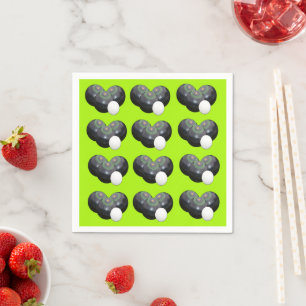 Triad of Precision: Lawn Bowls Trio Jack on Lime Napkins