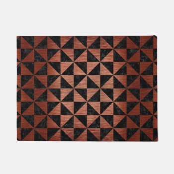 Triangle1 Black Marble & Copper Brushed Metal Doormat by Trendi_Stuff at Zazzle