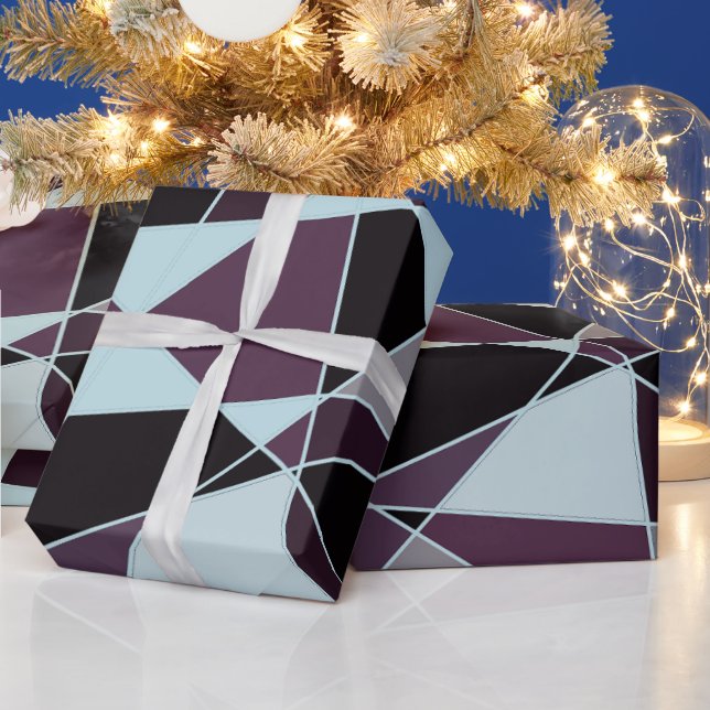Triangle black grey white maroon Abstract Wrapping Paper (Holidays)