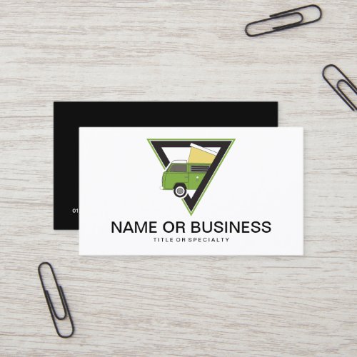 triangle classic green camper van business card