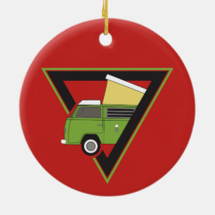 triangle classic green camper van ceramic ornament