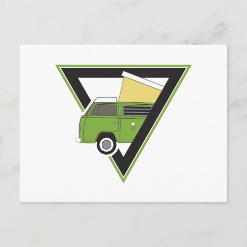 triangle classic green camper van postcard