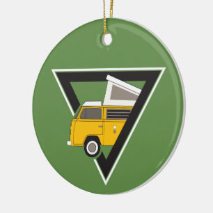 triangle classic yellow bus ceramic ornament
