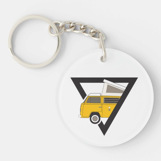 triangle classic yellow bus keychain (Front)