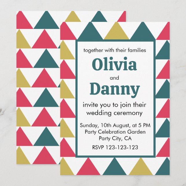 Triangle Colorful Geometric Triangle Wedding Invitation (Front/Back)
