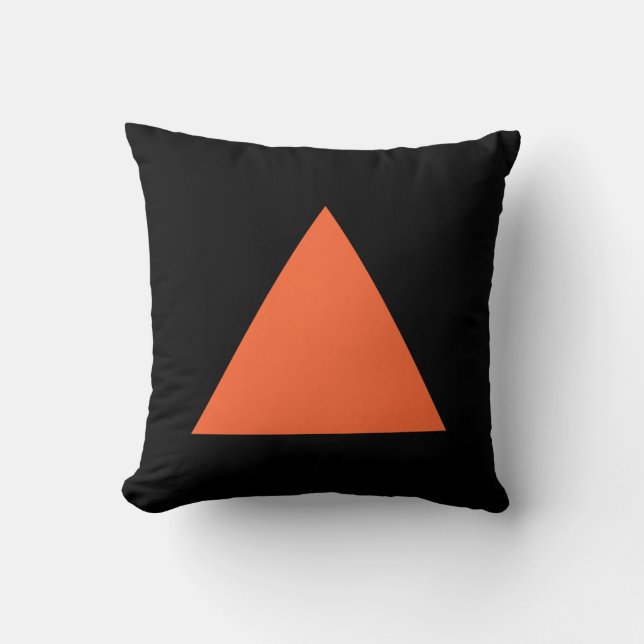 Triangle Colors - Autumn Orange on Black Throw Pillow (Front)