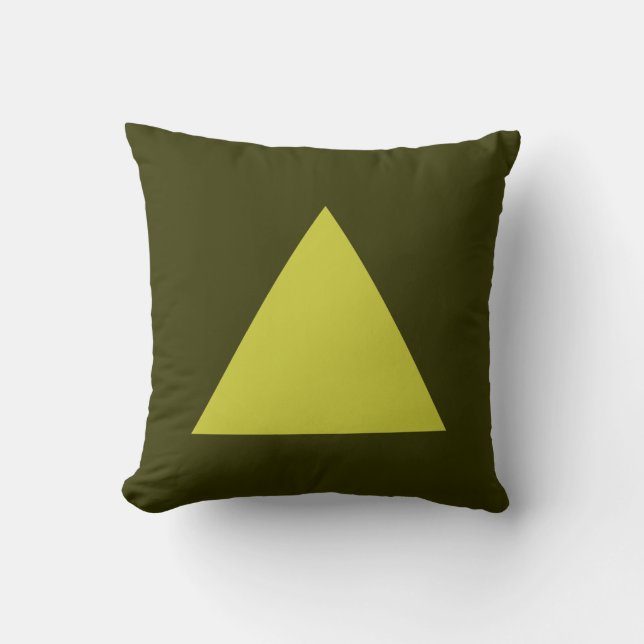 Triangle Colors - Banana on Dk Olive Throw Pillow (Front)