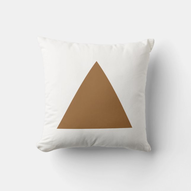 Triangle Colors - Brown on White Throw Pillow (Front)