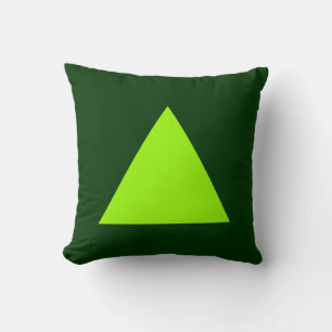 Triangle Colors - Chartreuse Green on Dk Green Throw Pillow