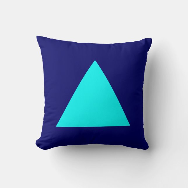Triangle Colors - Cyan on Dp Navy Throw Pillow (Front)
