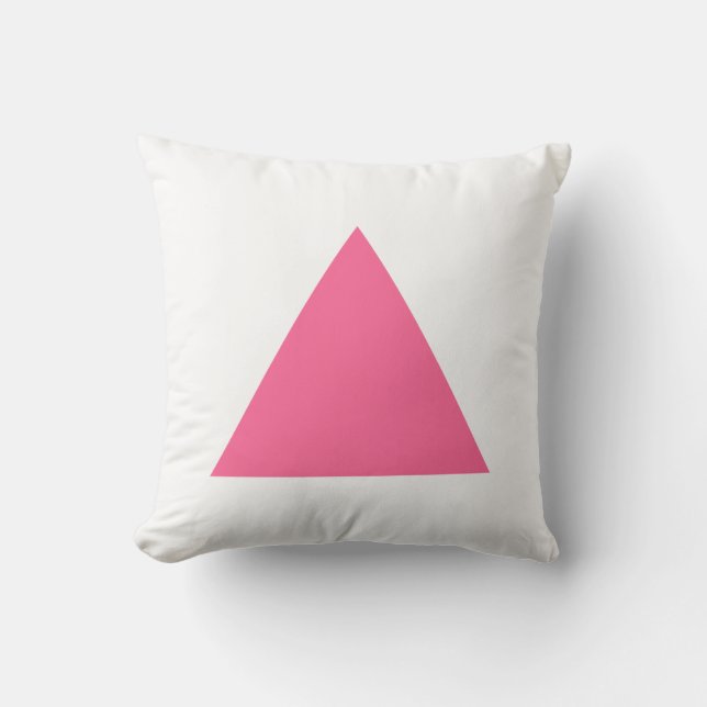 Triangle Colors - Deep Pink with White Throw Pillow (Front)