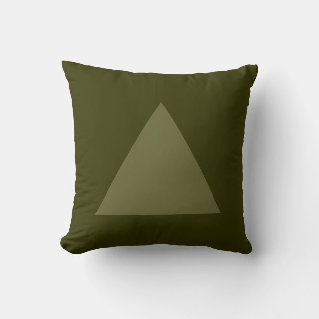 Triangle Colors - Dp Olive on Dk Olive Throw Pillow (Front)