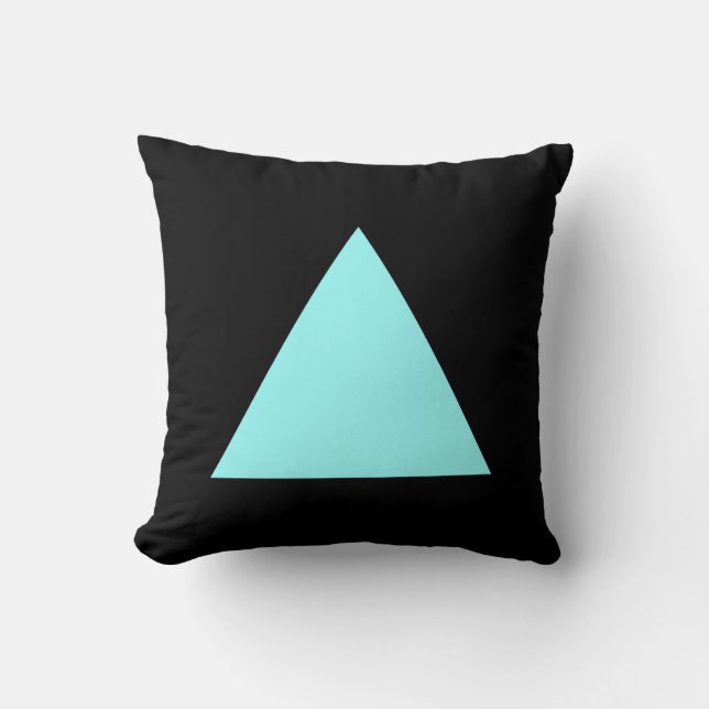 Triangle Colors - Ice Blue and Black Throw Pillow (Front)