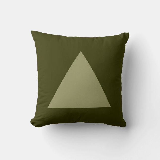 Triangle Colors - Khaki on Dk Olive Throw Pillow (Front)