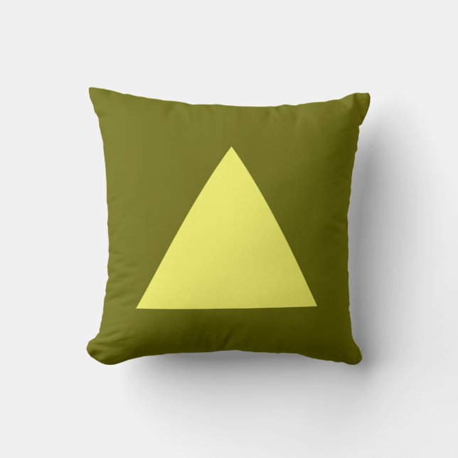 Triangle Colors - Lt Yellow on Dp Olive Throw Pillow (Front)