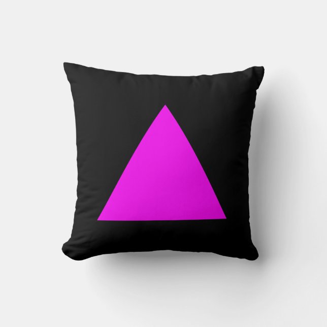 Triangle Colors - Magenta and Black Throw Pillow (Front)