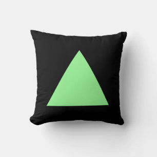 Triangle Colors - Mint Green on Black Throw Pillow
