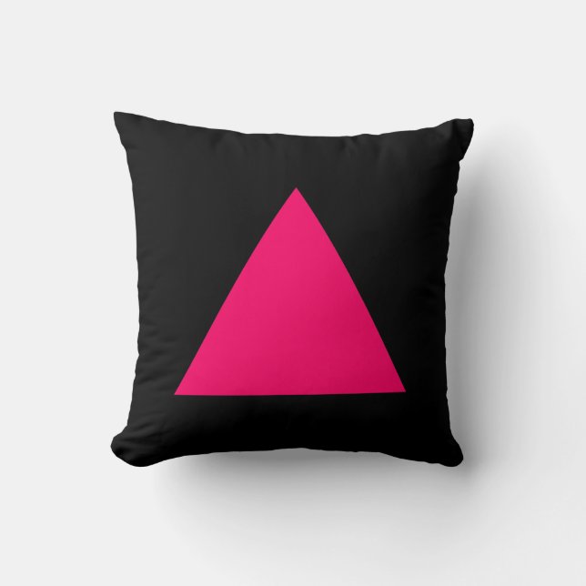 Triangle Colors - Neon Red with Black Throw Pillow (Front)