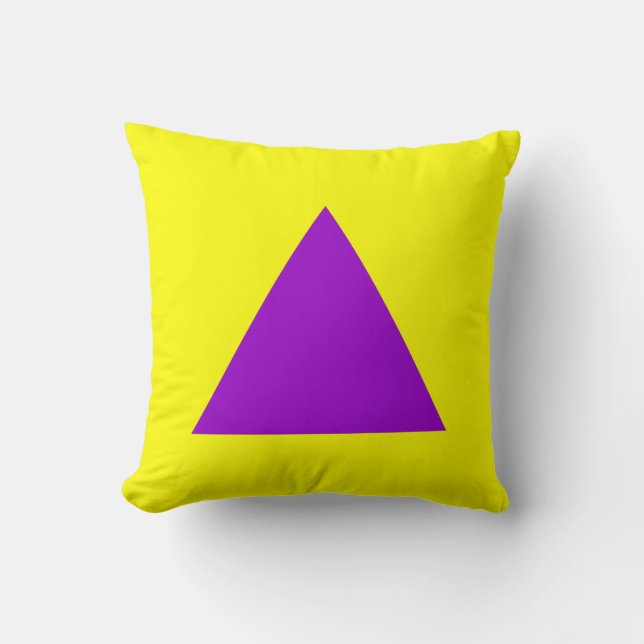 Triangle Colors - Purple and Yellow Throw Pillow (Front)