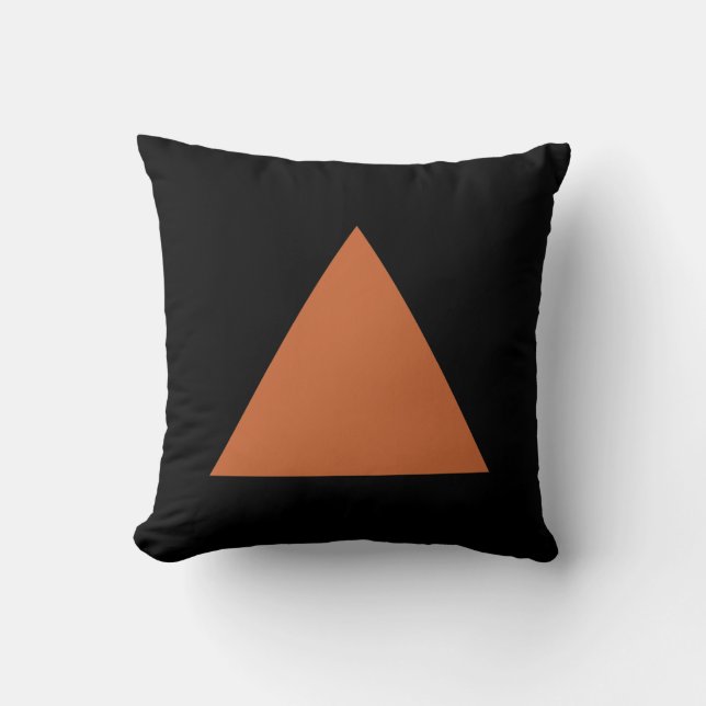 Triangle Colors - Red Brown on Black Throw Pillow (Front)