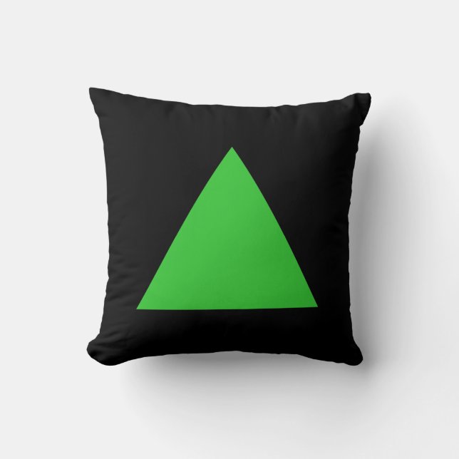 Triangle Colors - Spring Green and Black Throw Pillow (Front)