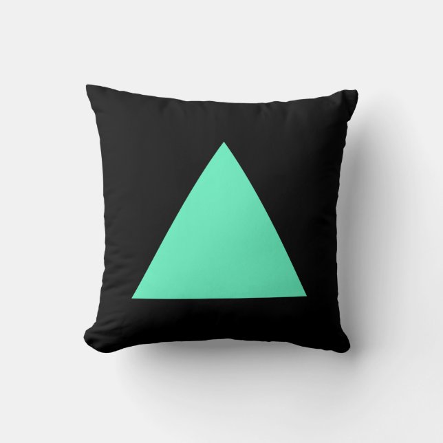 Triangle Colors - Turquoise and Black Throw Pillow (Front)