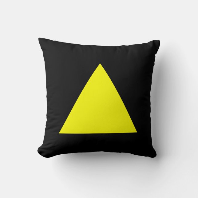 Triangle Colors - Yellow and Black Throw Pillow (Front)