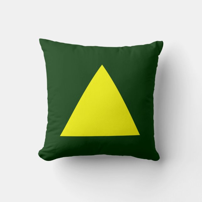Triangle Colors - Yellow and Dk Green Throw Pillow (Front)