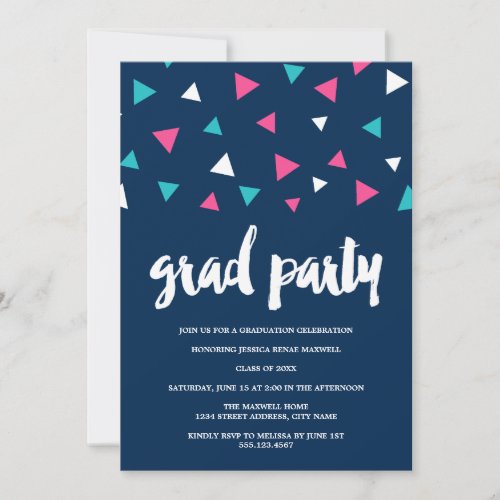 Triangle Confetti Graduation Party Invitation