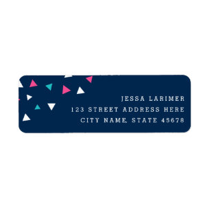 Triangle Confetti Return Address Labels / Navy