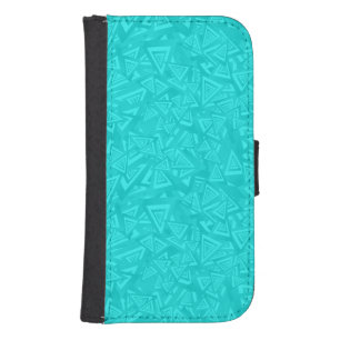 Triangle Cyan Light Blue Pattern Galaxy S4 Wallet Case
