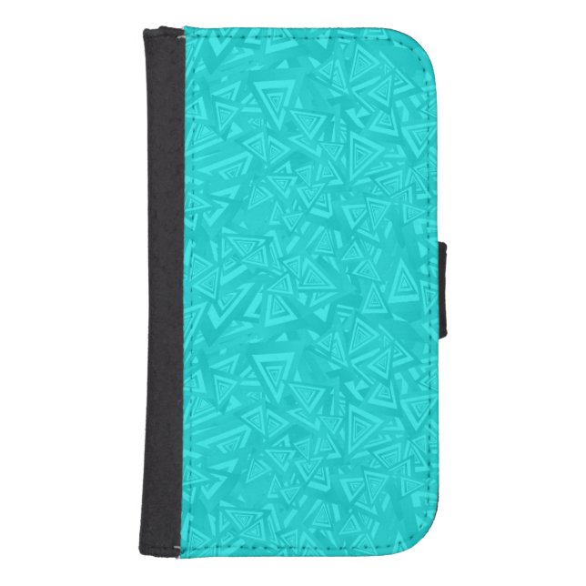 Triangle Cyan Light Blue Pattern Samsung Galaxy Wallet Case (Front)