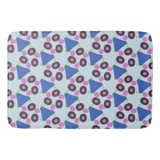 Triangle Design in Blues and Pinks on Bathmat