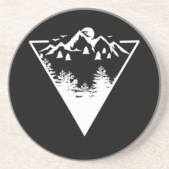 Triangle frame artwork with wilderness landscape coaster (Front)