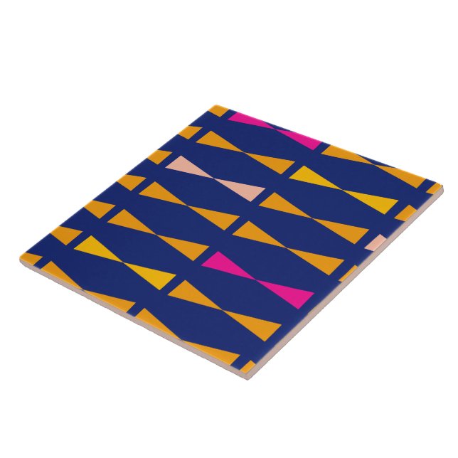 Triangle Gemetrical Fun Cool Modern Blue Orange Ceramic Tile (Side)