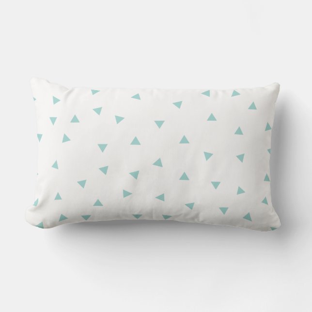 triangle geo rectangle shape // mint + white lumbar pillow (Front)